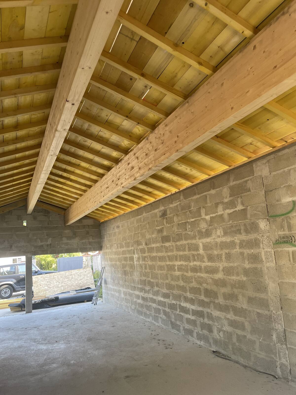 Détail d'assemblage de charpente en bois